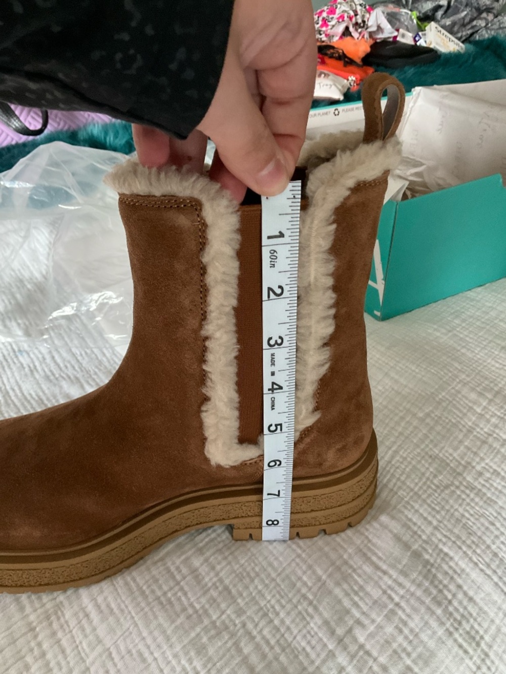 Diba True Suede Leather Sherpa Chelsea Boots - Picture 6 of 11
